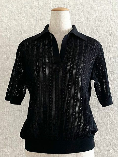 レース柄スキッパー（ブラック）｜ユナヒカ