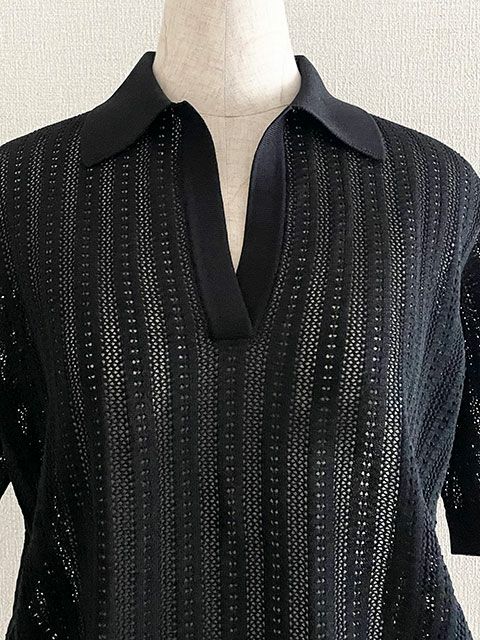 レース柄スキッパー（ブラック）｜ユナヒカ