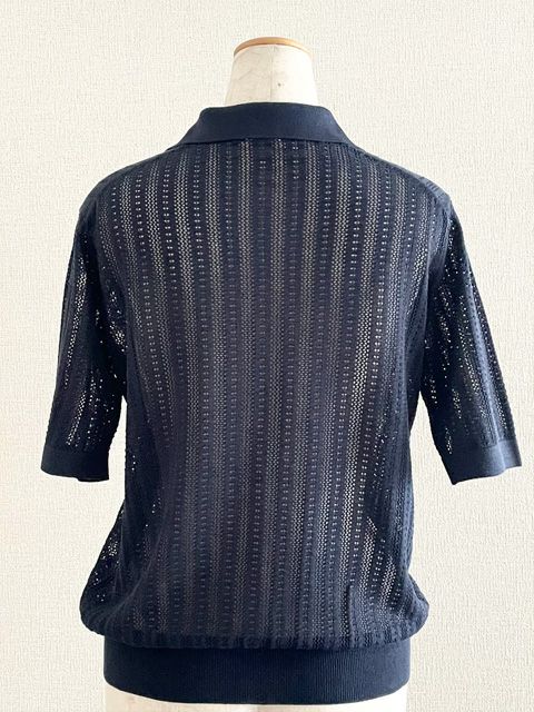 レース柄スキッパー（ネイビー）｜ユナヒカ