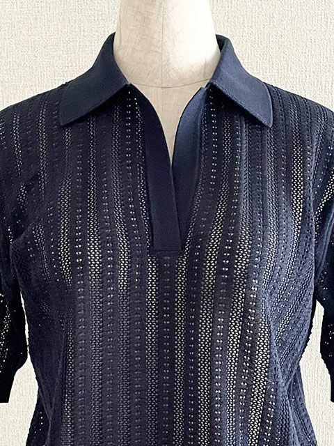 レース柄スキッパー（ネイビー）｜ユナヒカ