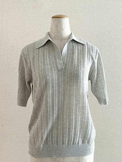 レース柄スキッパー（グレー）｜ユナヒカ