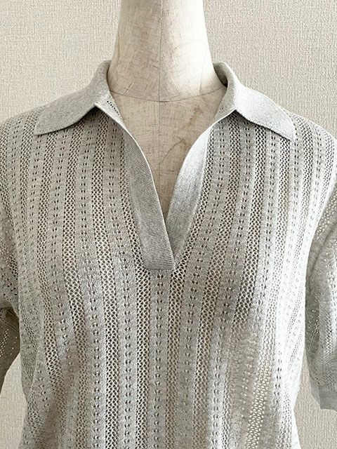 レース柄スキッパー（グレー）｜ユナヒカ